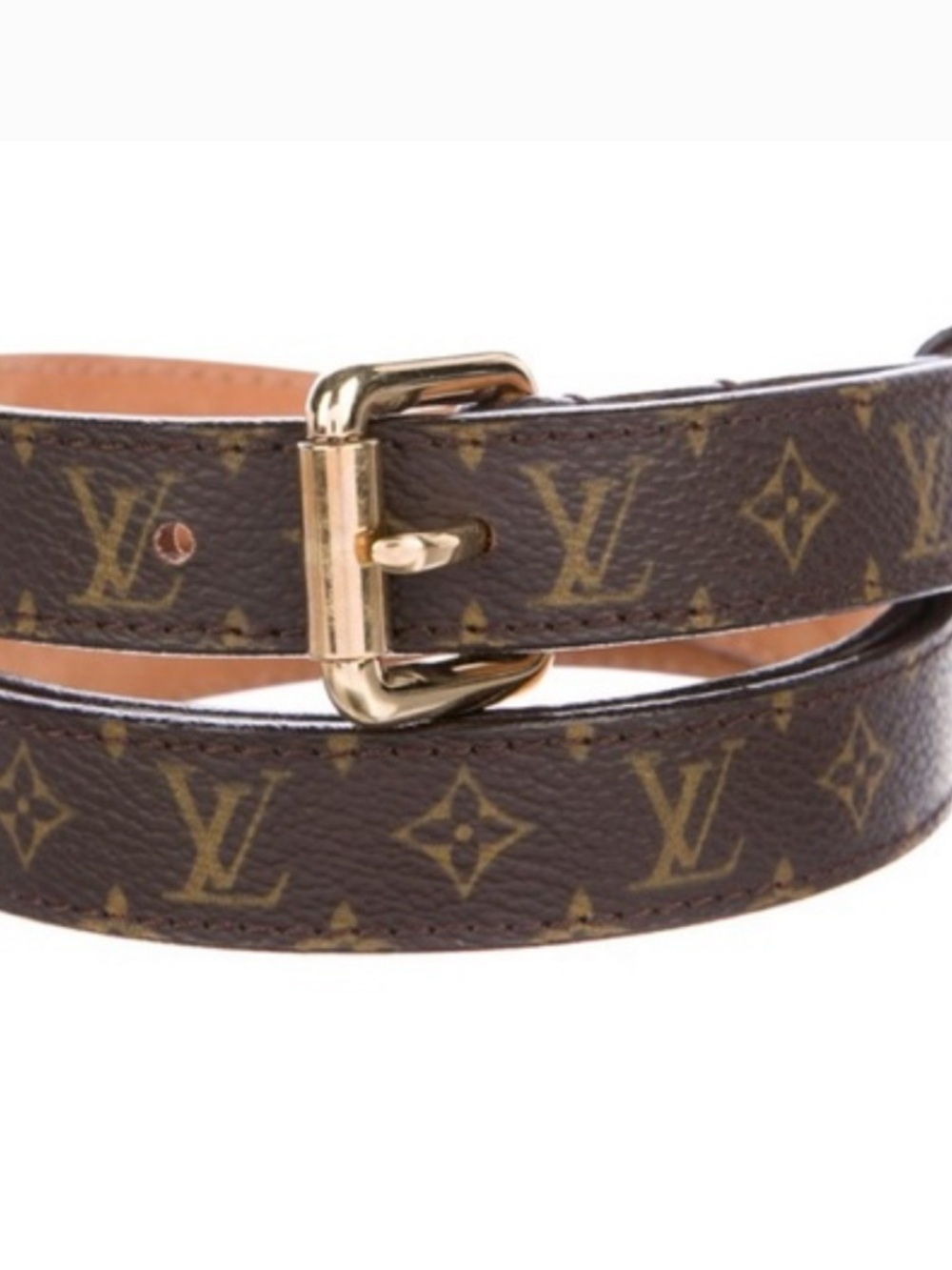 Louis Vuitton Brown Monogram Canvas Double-Wrap Belt with Gold Hardware